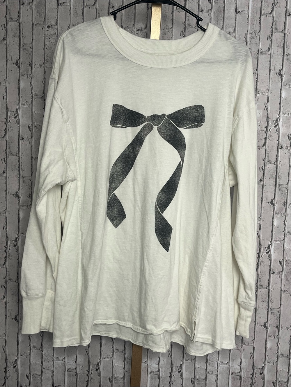 Aerie Coquette Bow Long Sleeve Graphic Tee White M